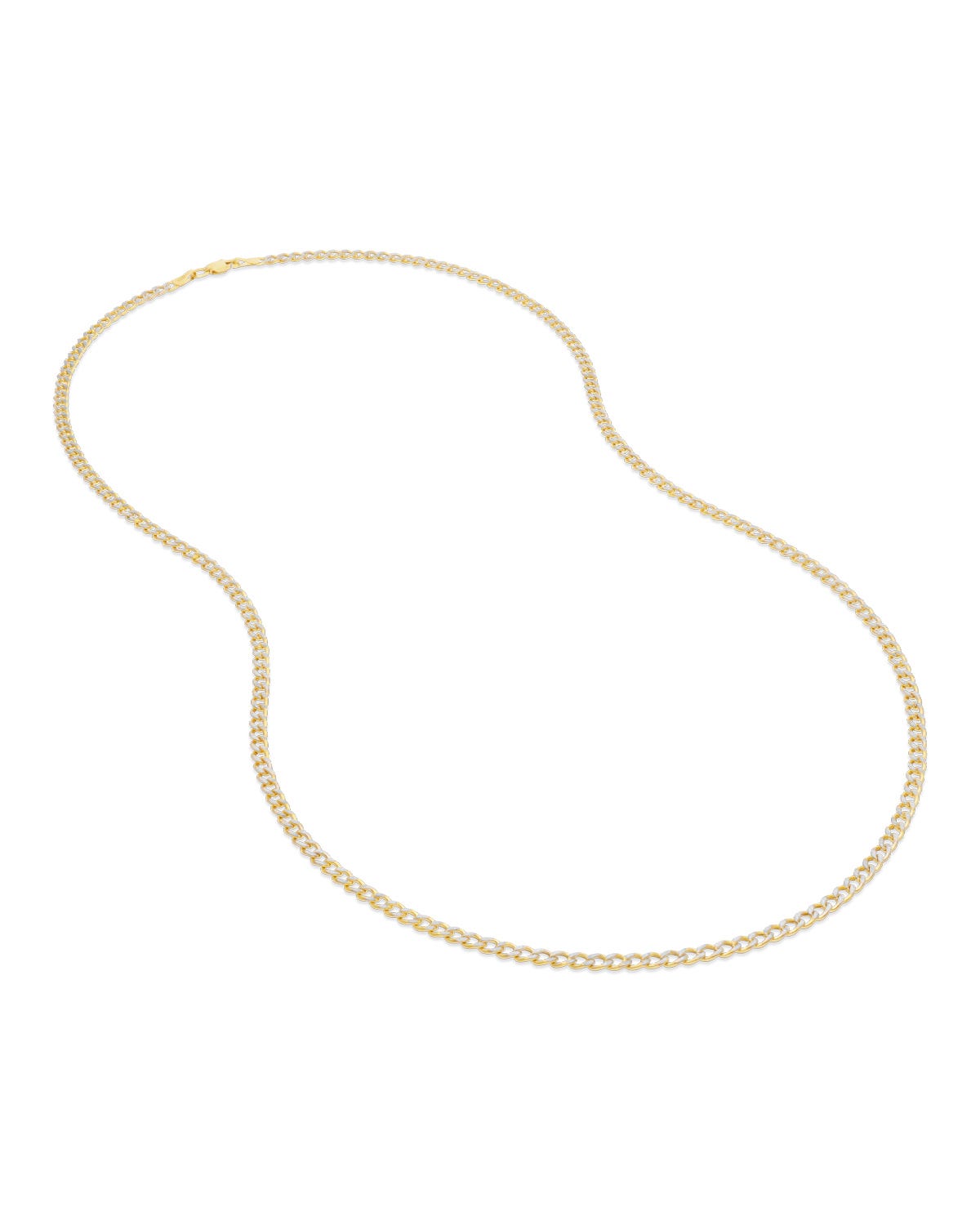 Cadena de Oro Amarillo 14K 60cm 3.05mm 1X1 con Platinado