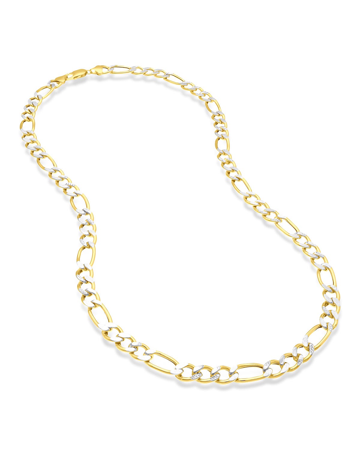 Cadena Oro Amarillo 14K 60cm 7.5mm 3x1 Platinado
