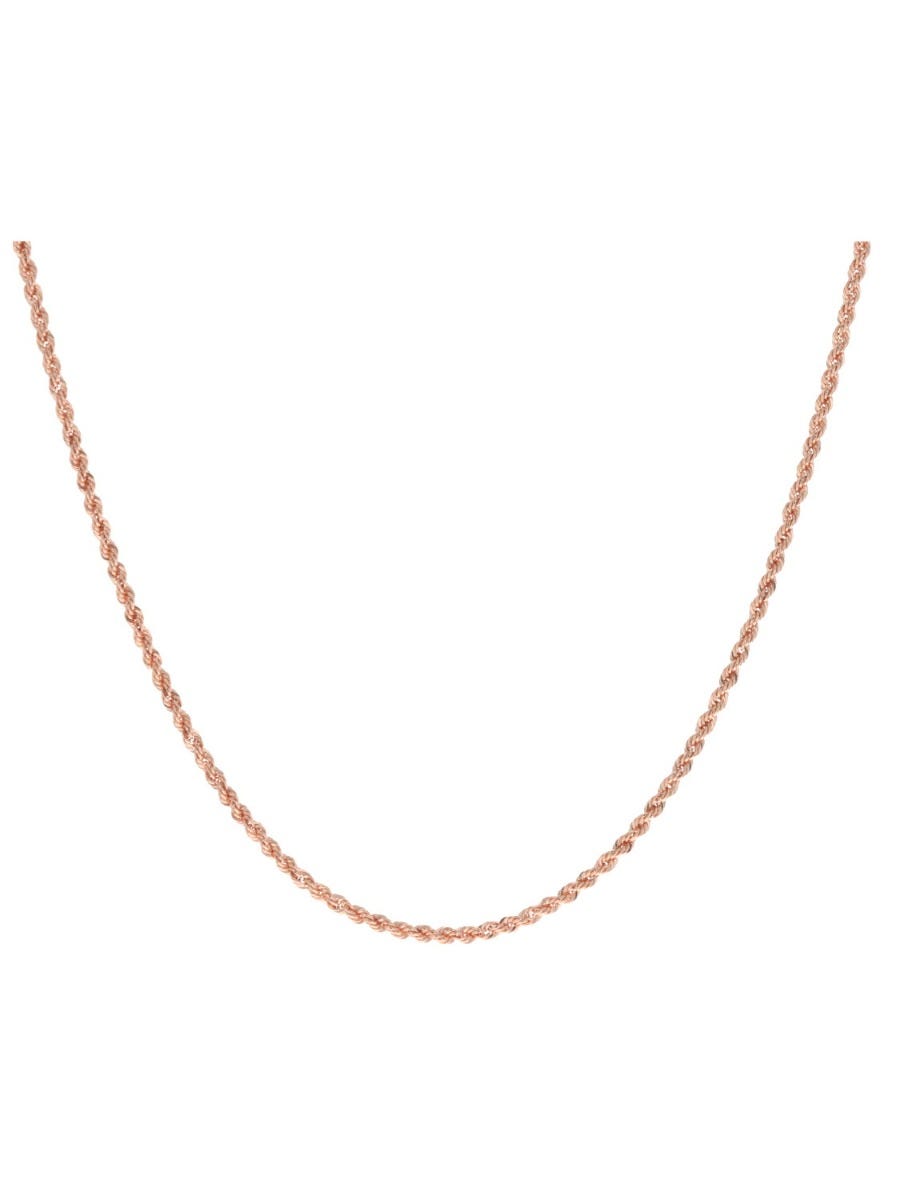 Cadena torsal de oro rosa 14K de 50 cm, diseño elegante y resistente.
