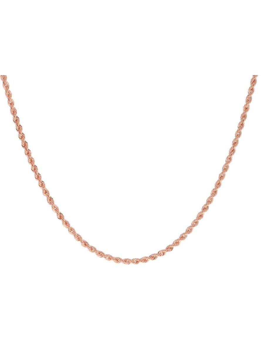 Cadena torsal de oro rosa 14K de 45 cm, diseño robusto y sofisticado.
