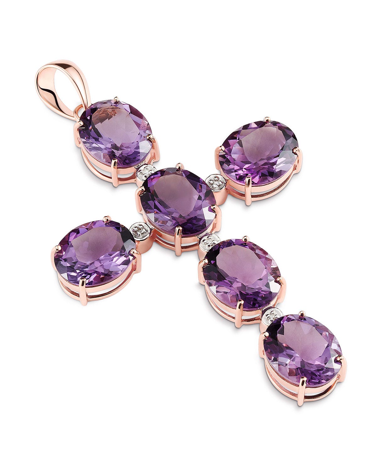 DIJE ORO ROSA CON PLATINADO 14K CON 2.5 PTS DE DIAMANTE Y AMATISTA (6.9 CM)