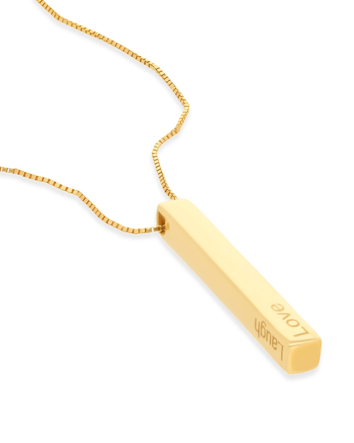 Dije de barra personalizable en oro amarillo 14K con cadena