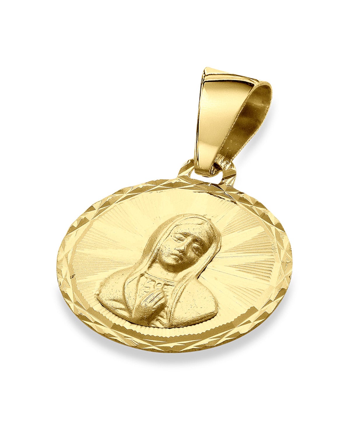 FONJ12C-VB1 MEDALLA CIRCULAR ORO AMARILLO 14K VIRGEN BUSTO 12MM