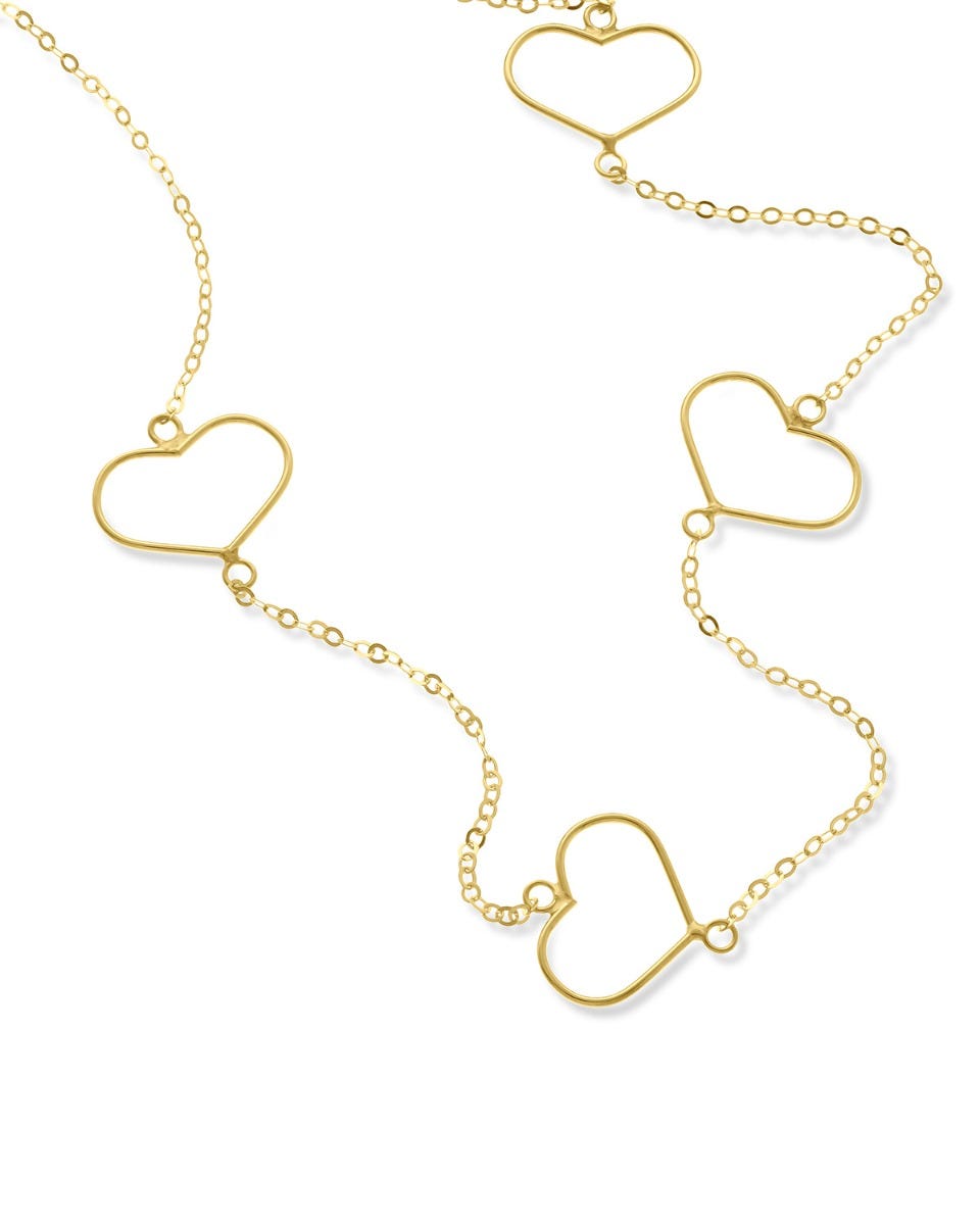 Gargantilla de corazones en oro amarillo 14k 45cm

