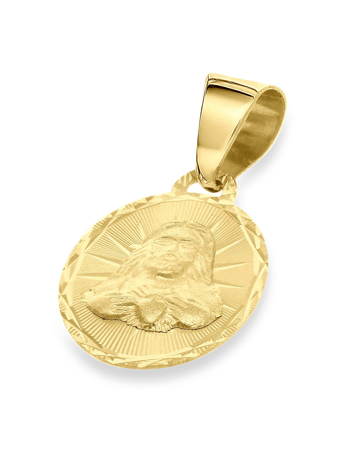 FONJ12-SC1 MEDALLA OVALADA ORO AMARILLO 14K SAGRADO CORAZON 12MM