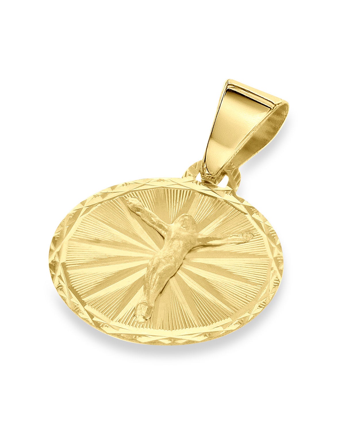 FONJ12C-CR1 MEDALLA CIRCULAR ORO AMARILLO 14K CRISTO 12MM