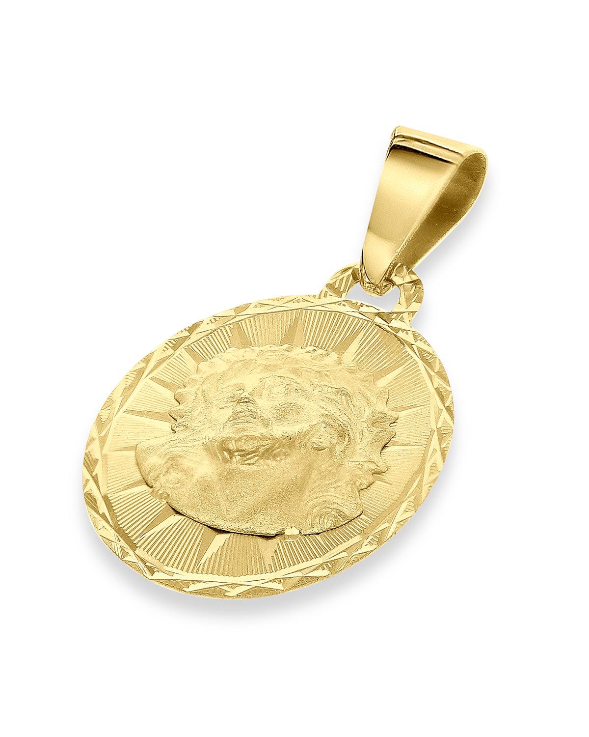 FONJ15-DR1 MEDALLA OVALADA ORO AMARILLO 14K DIVINO ROSTRO 15MM
