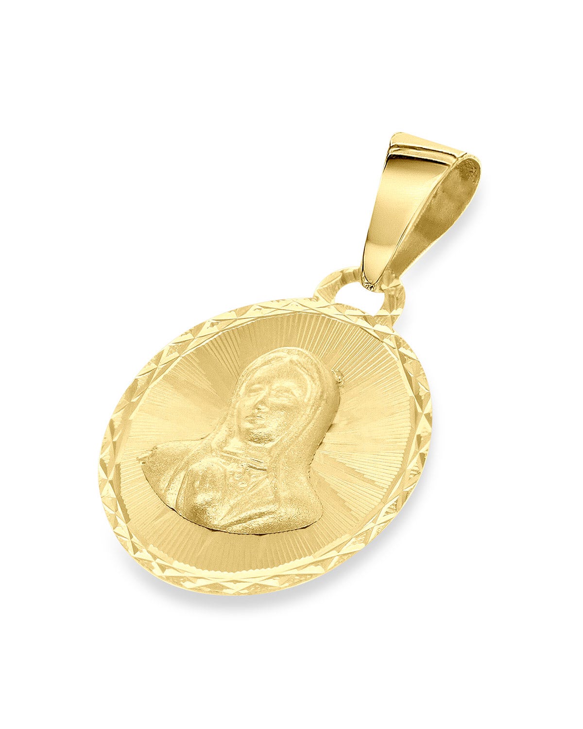 FONJ15-VB1 MEDALLA OVALADA ORO AMARILLO 14K VIRGEN BUSTO 15MM