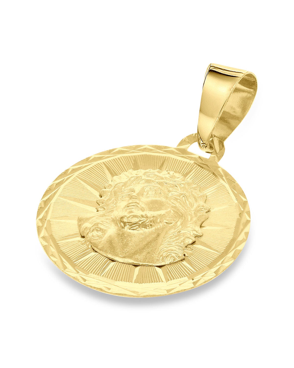 FONJ15C-DR1 MEDALLA CIRCULAR ORO AMARILLO 14K DIVINO ROSTRO 15MM