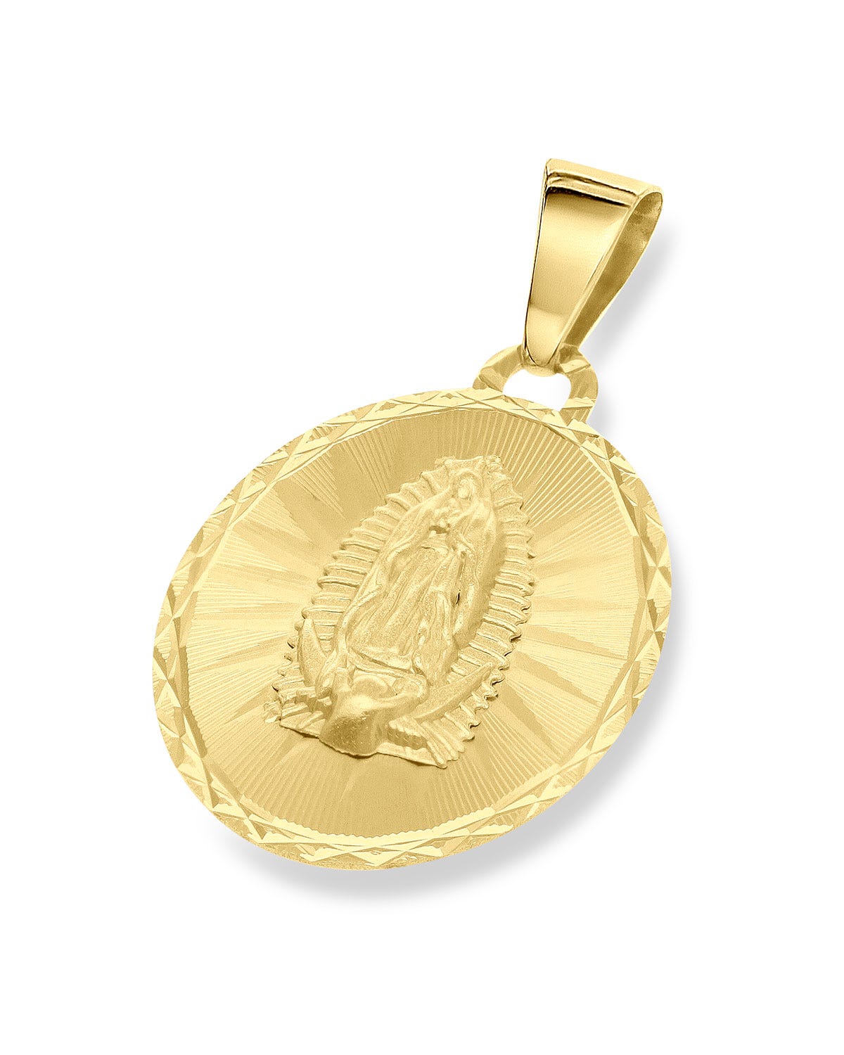 FONJ19-VG1 MEDALLA OVALADA ORO AMARILLO 14K VIRGEN DE GUADALUPE 19MM
