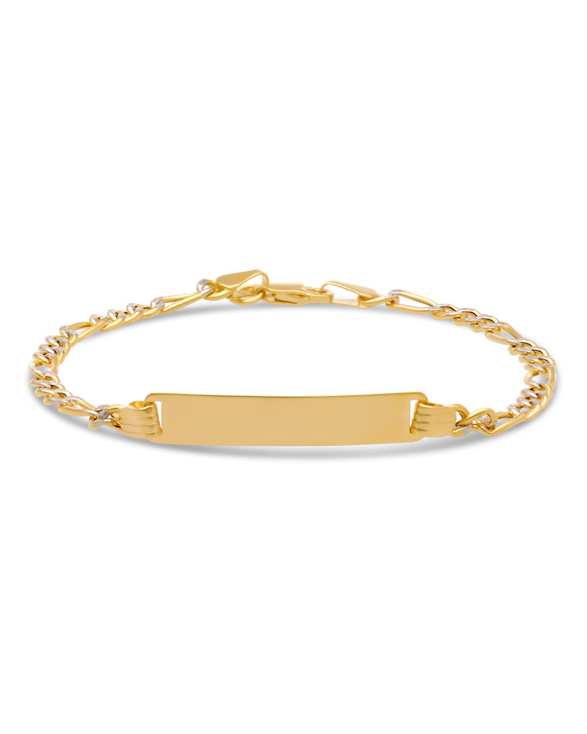 Esclava de Oro Amarillo 14K 16cm 3mm 3X1 con Platinado