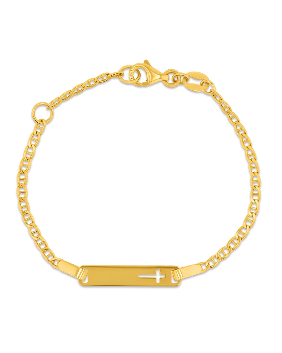 Esclava de oro amarillo 14K con cruz