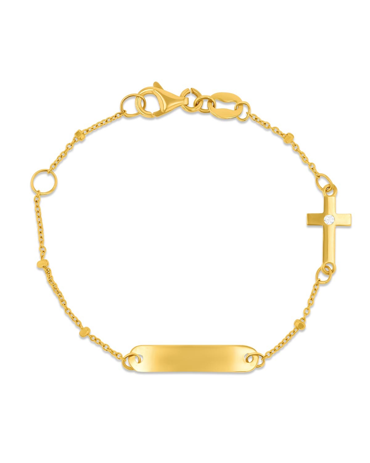 Esclava con cruz de oro amarillo 14K con zirconias