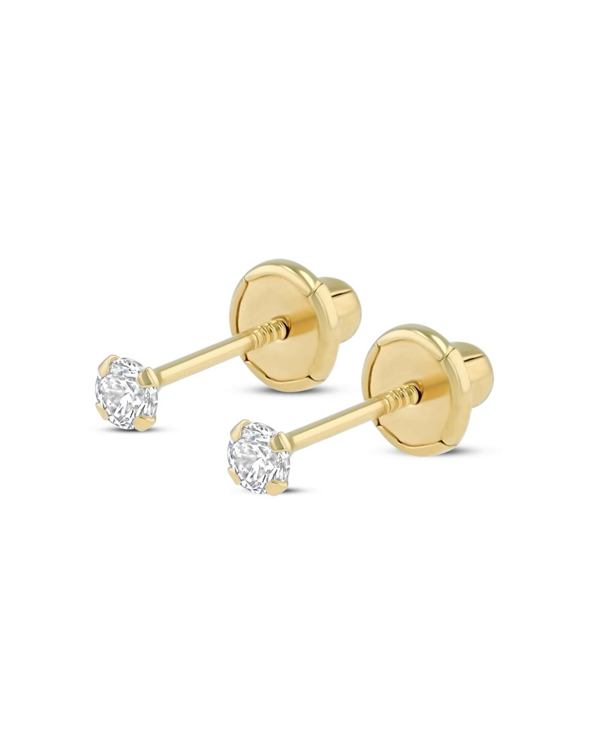 Broqueles de oro amarillo 14K con zirconia
