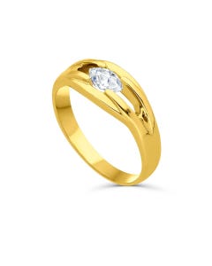anillo de compromiso unisex de oro amarillo con diamante
