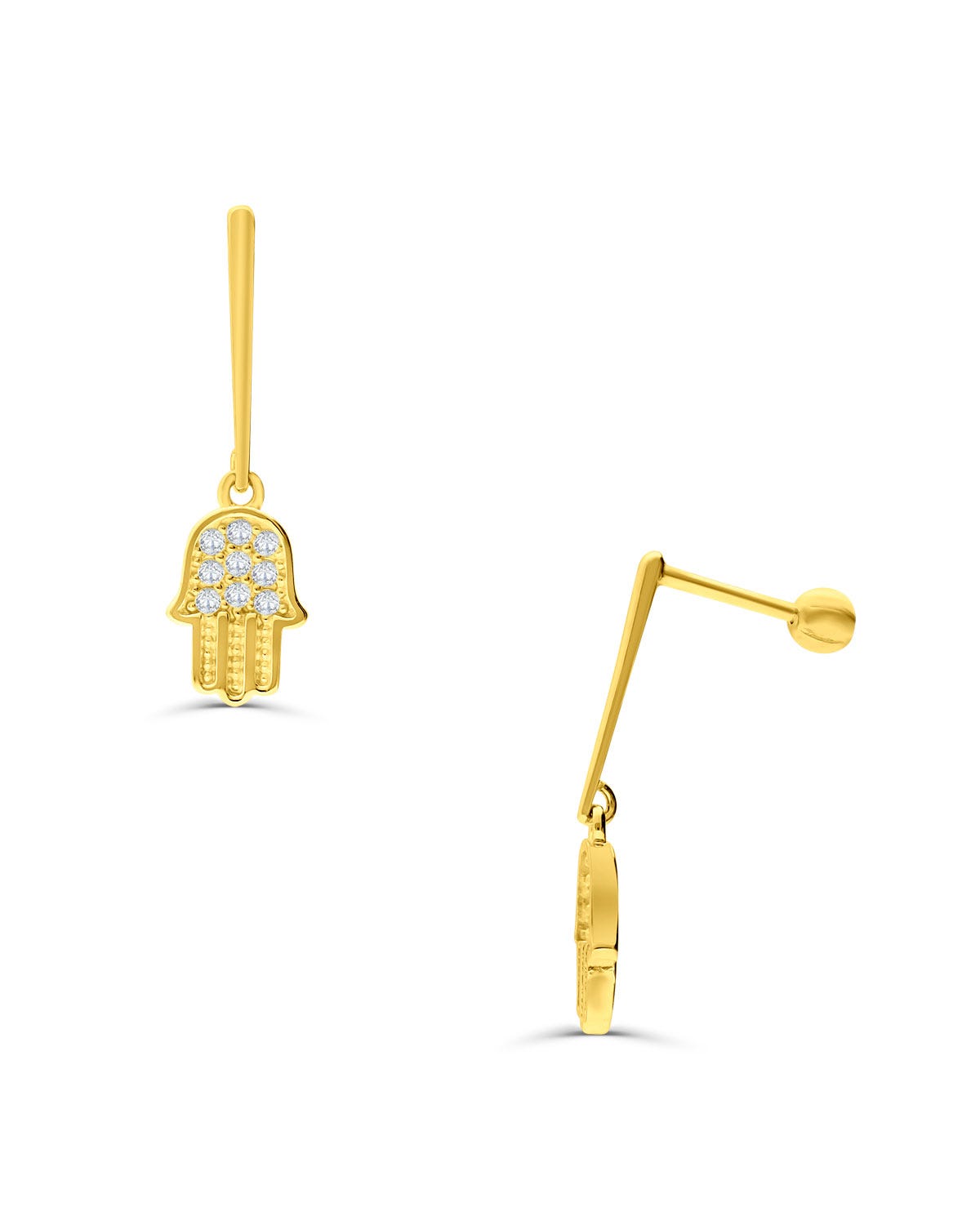 Aretes hechos de oro amarillo 14K de Jamsa con zirconias