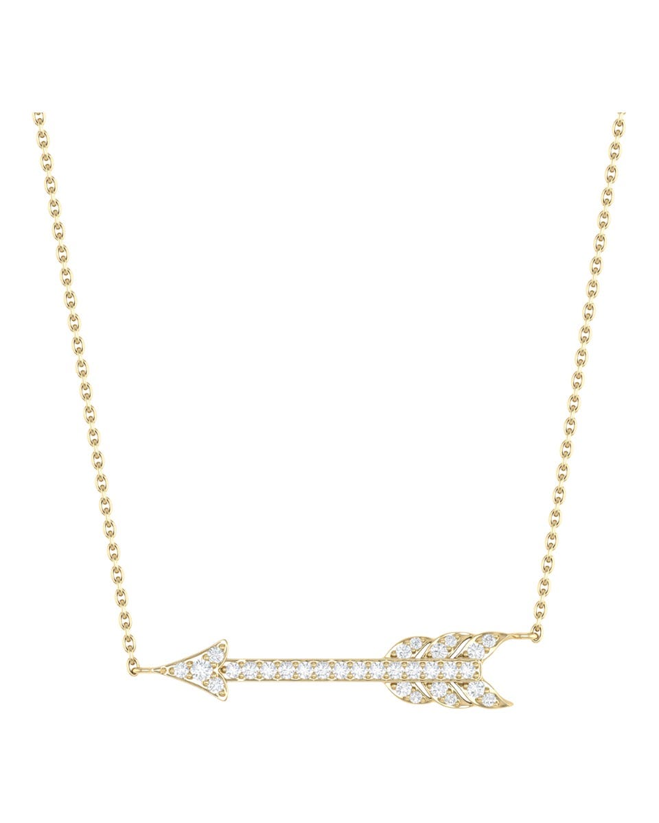 SURAJ-16-G GARGANTILLA DE FLECHA DE ORO AMARILLO 14K 46CM CON 15PTS DE DIAMANTE (SI3) (I1)
