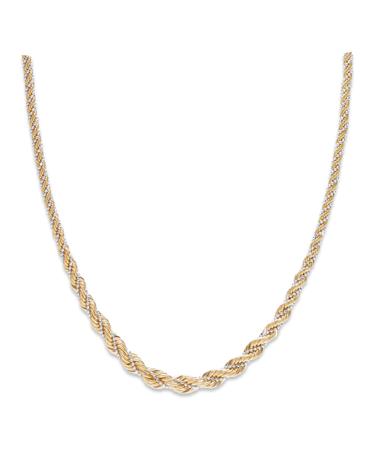 Cadena Torzal de Oro Amarillo y Blanco 14K Joyerías BIZZARRO