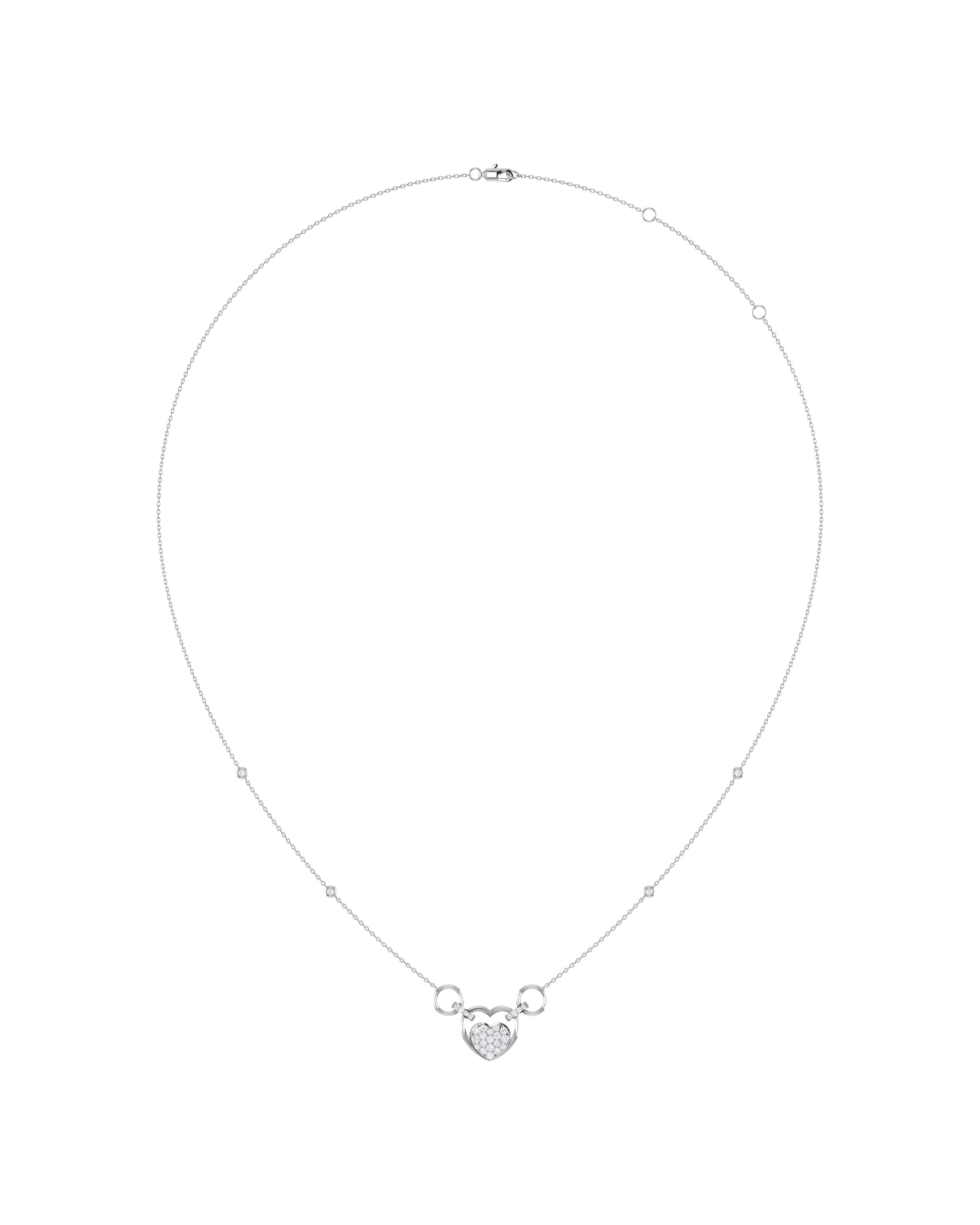 SURAJ-316-G Gargantilla Corazón Oro Blanco 14K con 32pts de Diamante