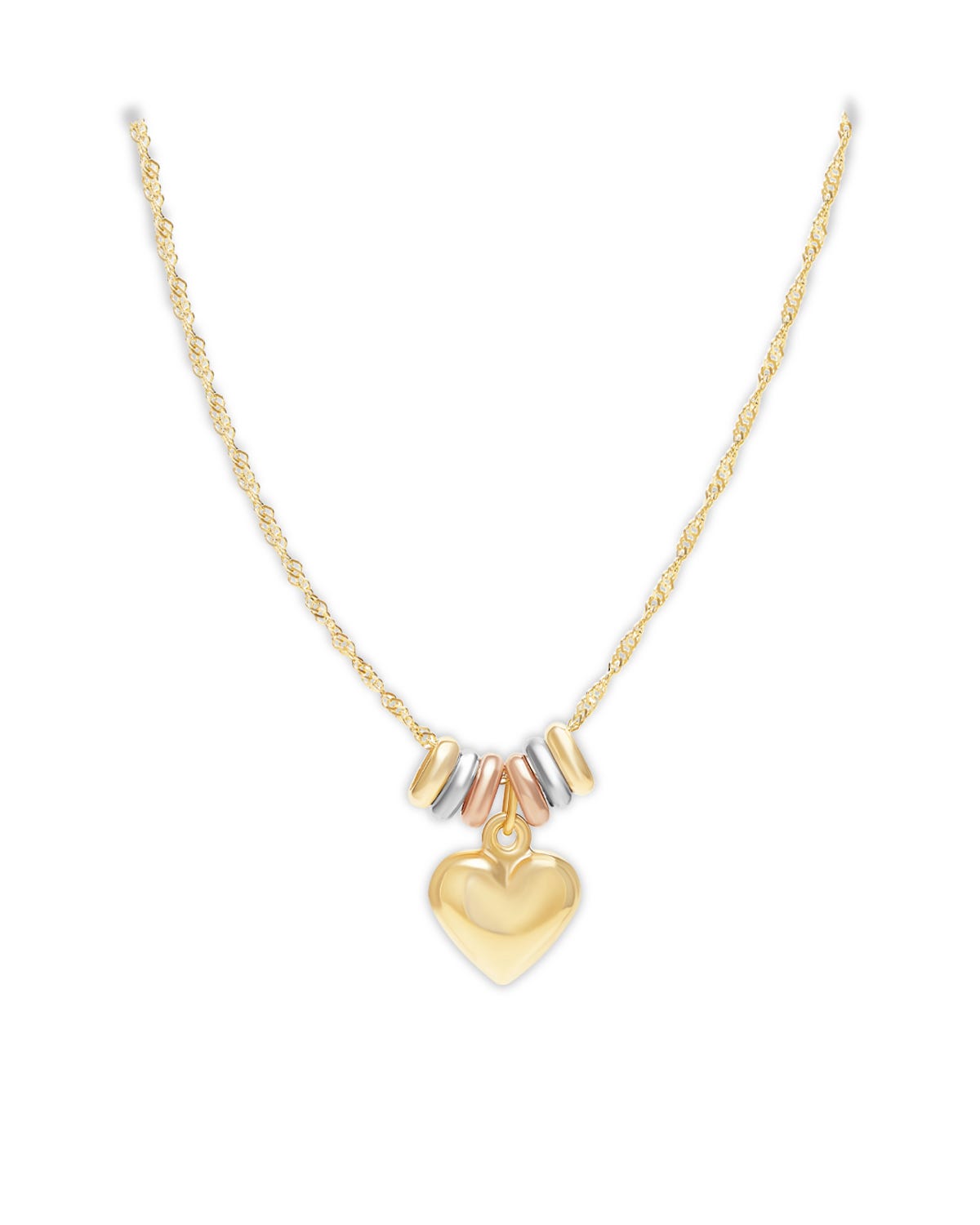 Cadena de Oro Florentino 14 Kilates con Dije de Corazón Joyerías BIZZARRO