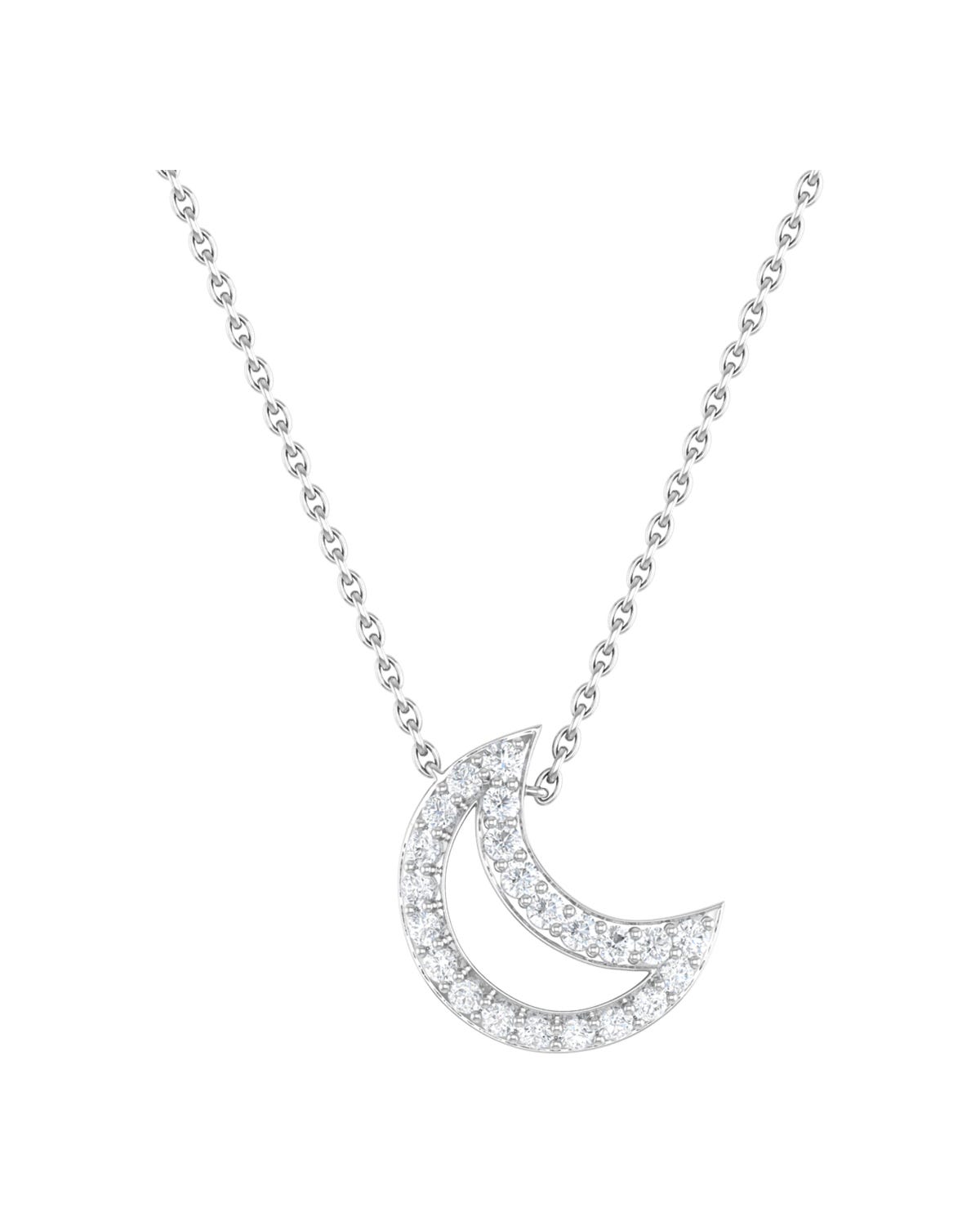 SURAJ-118-G GARGANTILLA CON LUNA DE ORO BLANCO 45.5CM 14K CON 13PTS DE DIAMANTE