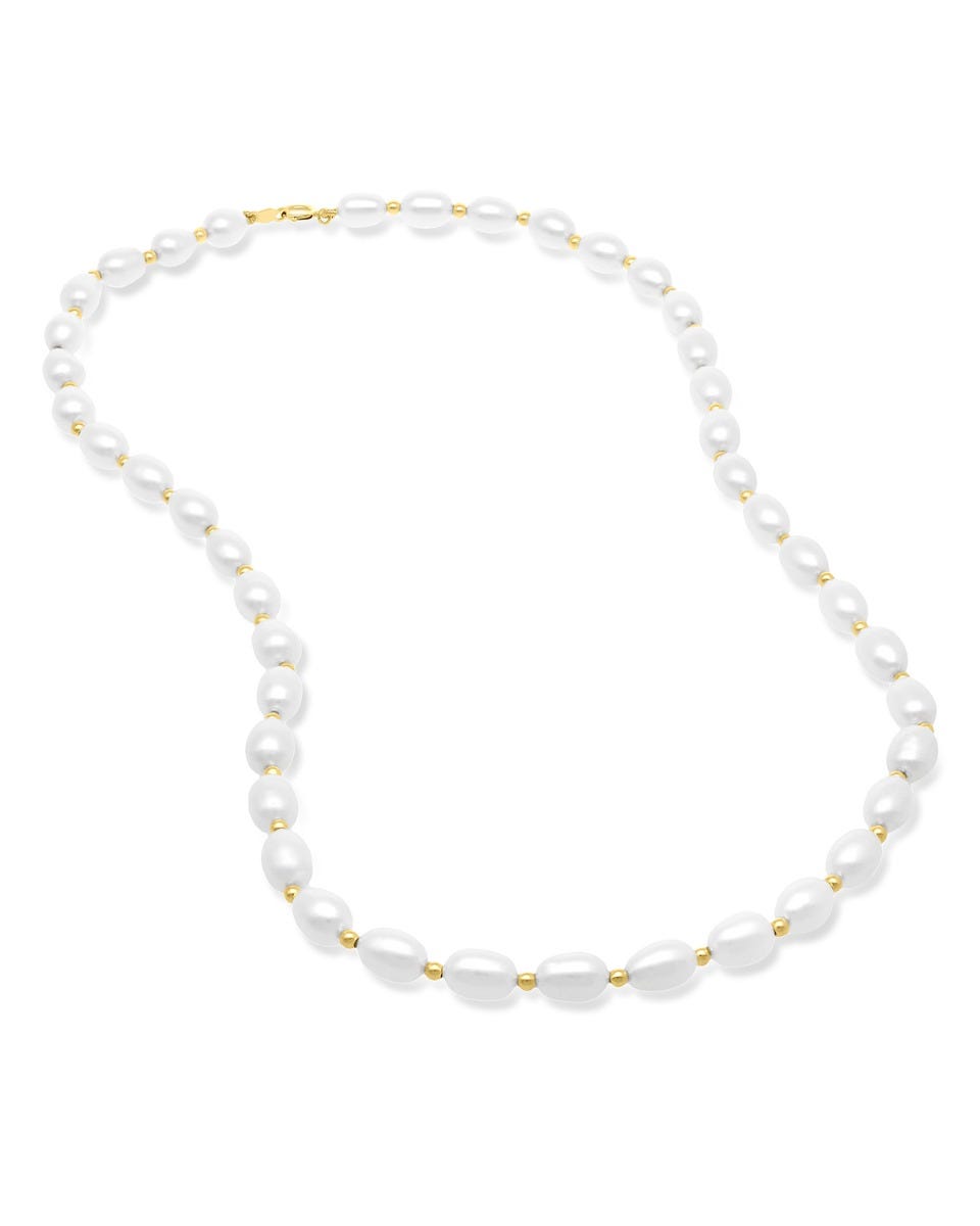 Collar oro amarillo 14k con perlas blancas 45.5cm
