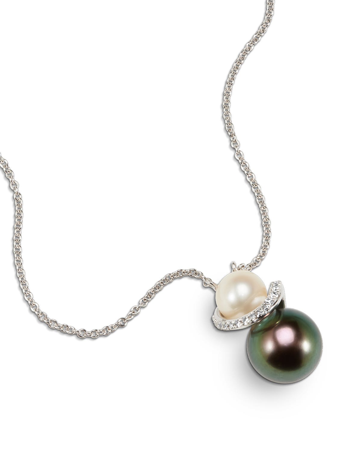 Gargantilla Oro Blanco 14K Diamante Perla