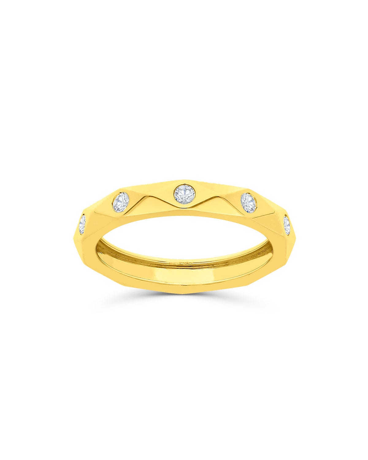 Anillo de oro amarillo 14K con 20 puntos de diamante en su circunferencia