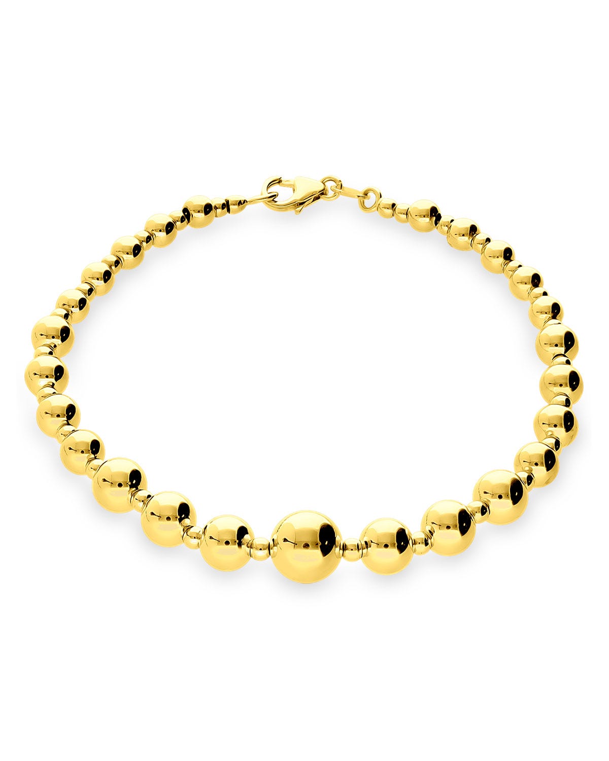 Pulsera hecha de oro amarillo 14K  con eslabones de esferas doradas