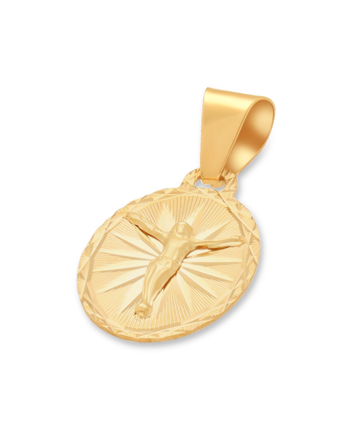 Medalla ovalada de oro amarillo 14K con Cristo