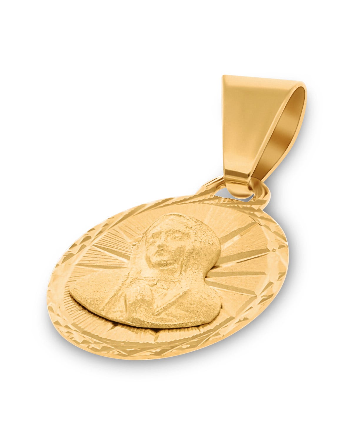 FONJ12-VB1 MEDALLA OVALADA ORO AMARILLO 14K VIRGEN BUSTO 12MM