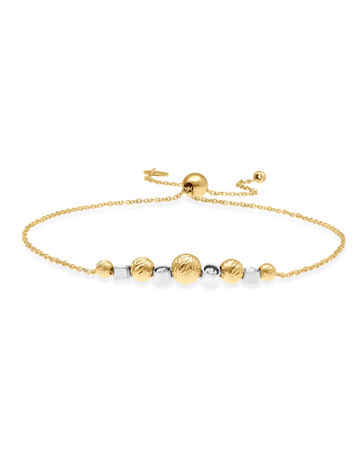 GOLDA-92-P PULSERA DE ORO AMARILLO Y BLANCO 14K 19 CM