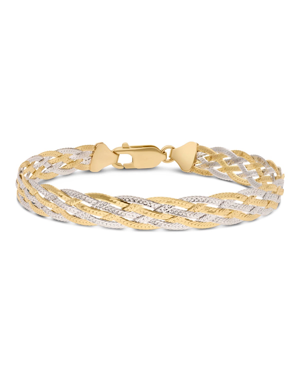 KAR-59-C2 PULSERA DE ORO AMARILLO Y BLANCO 14K (19 CM) (7.5 MM)