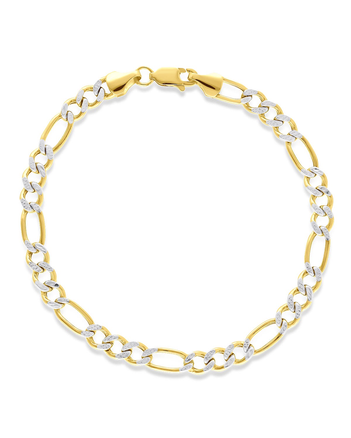 Pulsera Oro Amarillo 14K 21cm 4.5mm 3x1 Platinado
