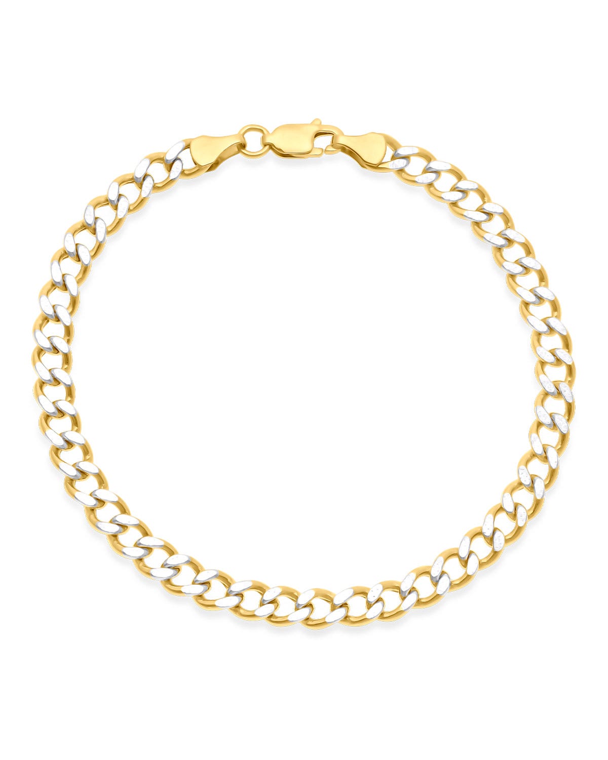 Pulsera de oro amarillo 14k 21cm 5mm 1x1 con platinado