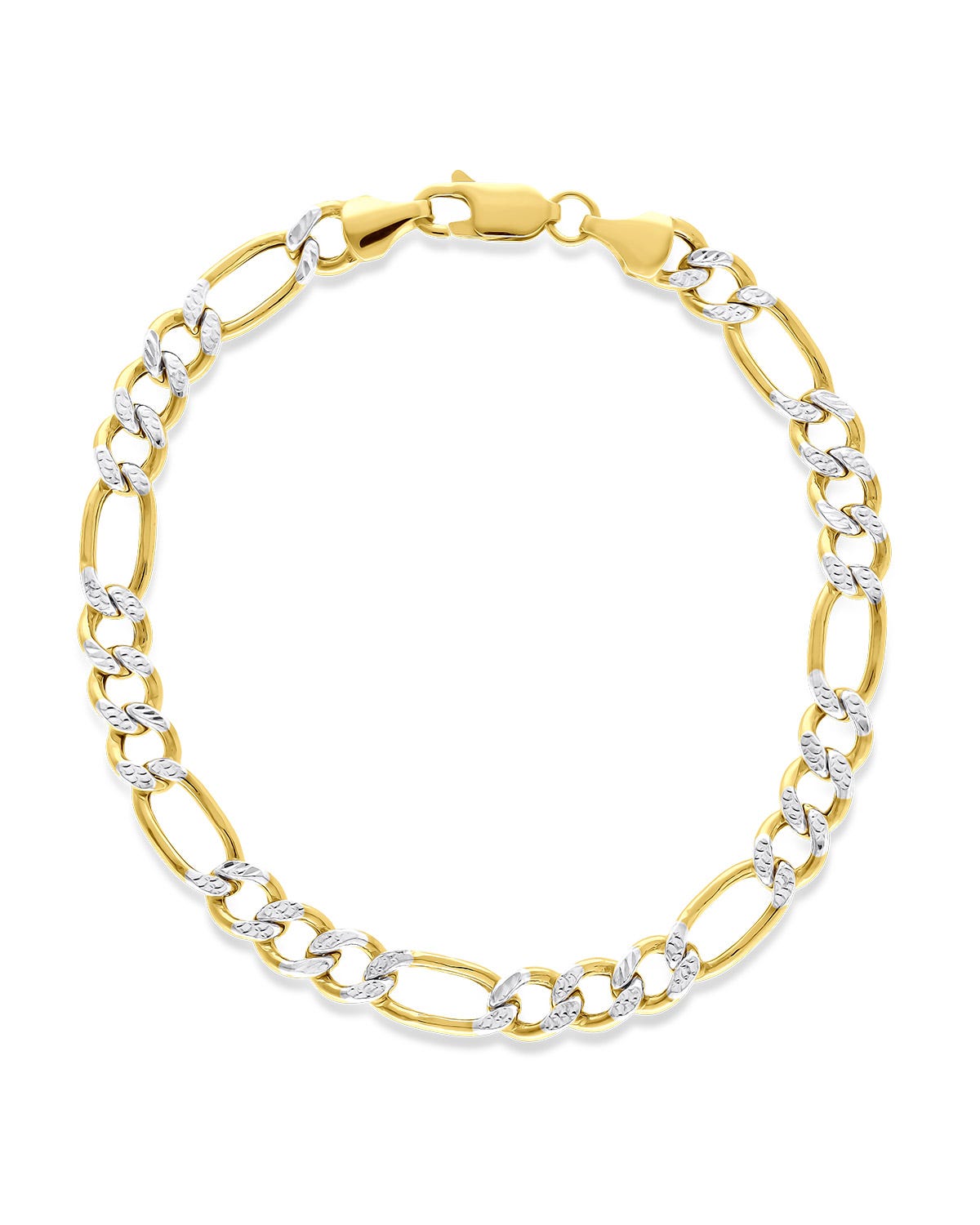 Pulsera Oro Amarillo 14K 21cm 5.25mm 3x1 Platinado