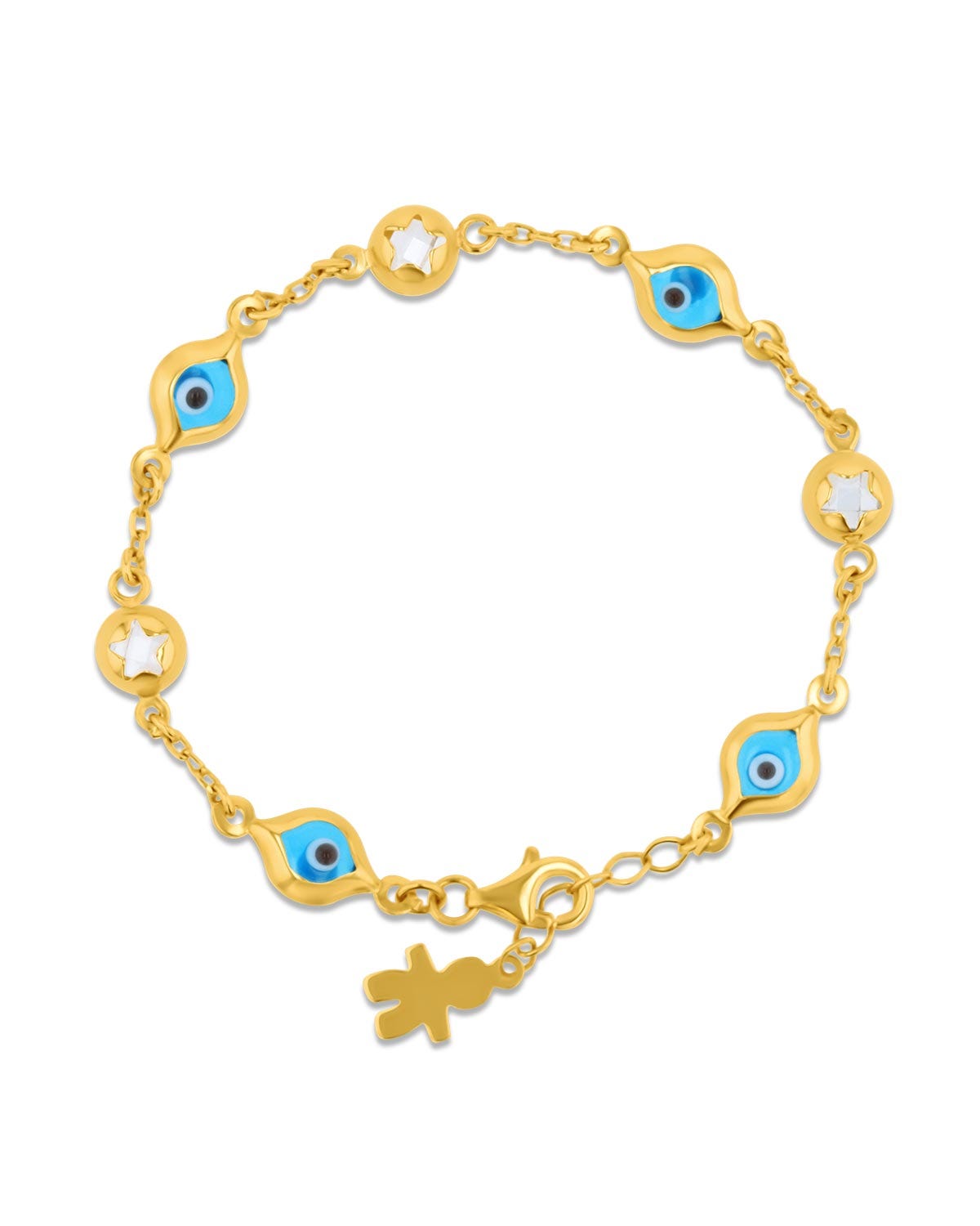 Pulsera de oro amarillo de 14K con ojo turco