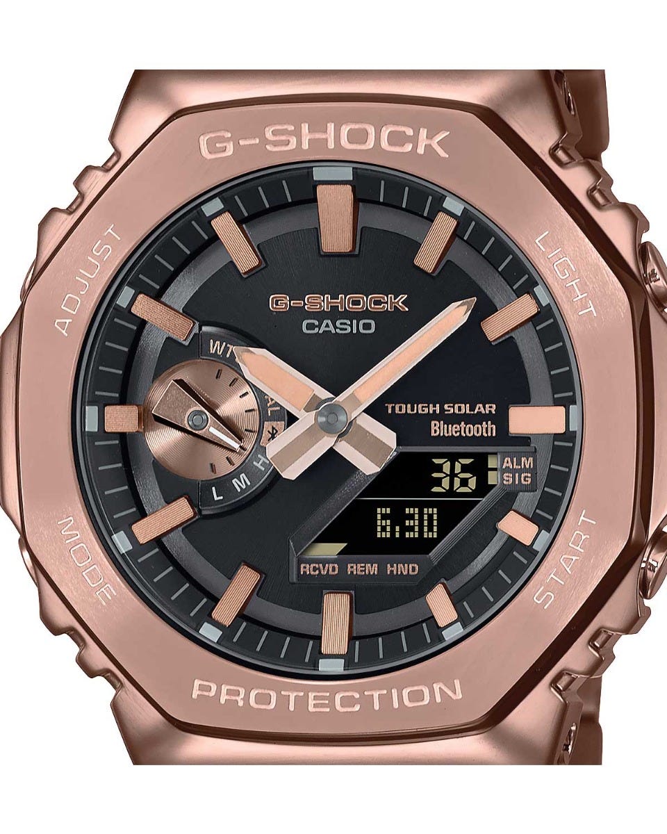 Reloj Casio G-Shock, para caballero, resistencia a impactos, lujosa construcción totalmente metálica con caja atornillada, bisel y correa fabricados en acero inoxidable.
