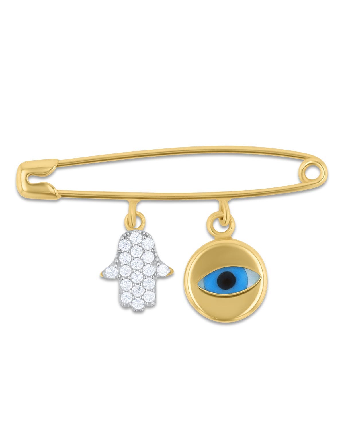 Seguro de oro amarillo 14K con zirconias