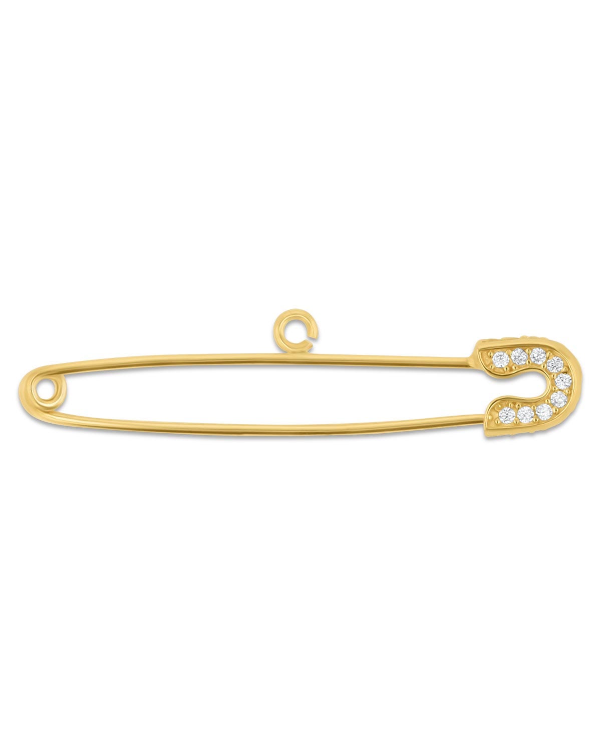 Seguro de oro amarillo 14K con zirconias
