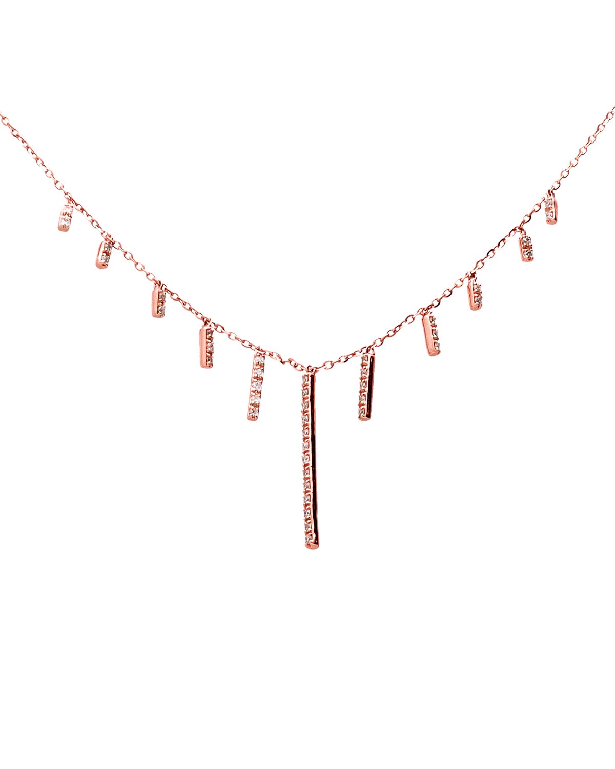 Collar de oro rosa con colgantes y 19 puntos de diamante