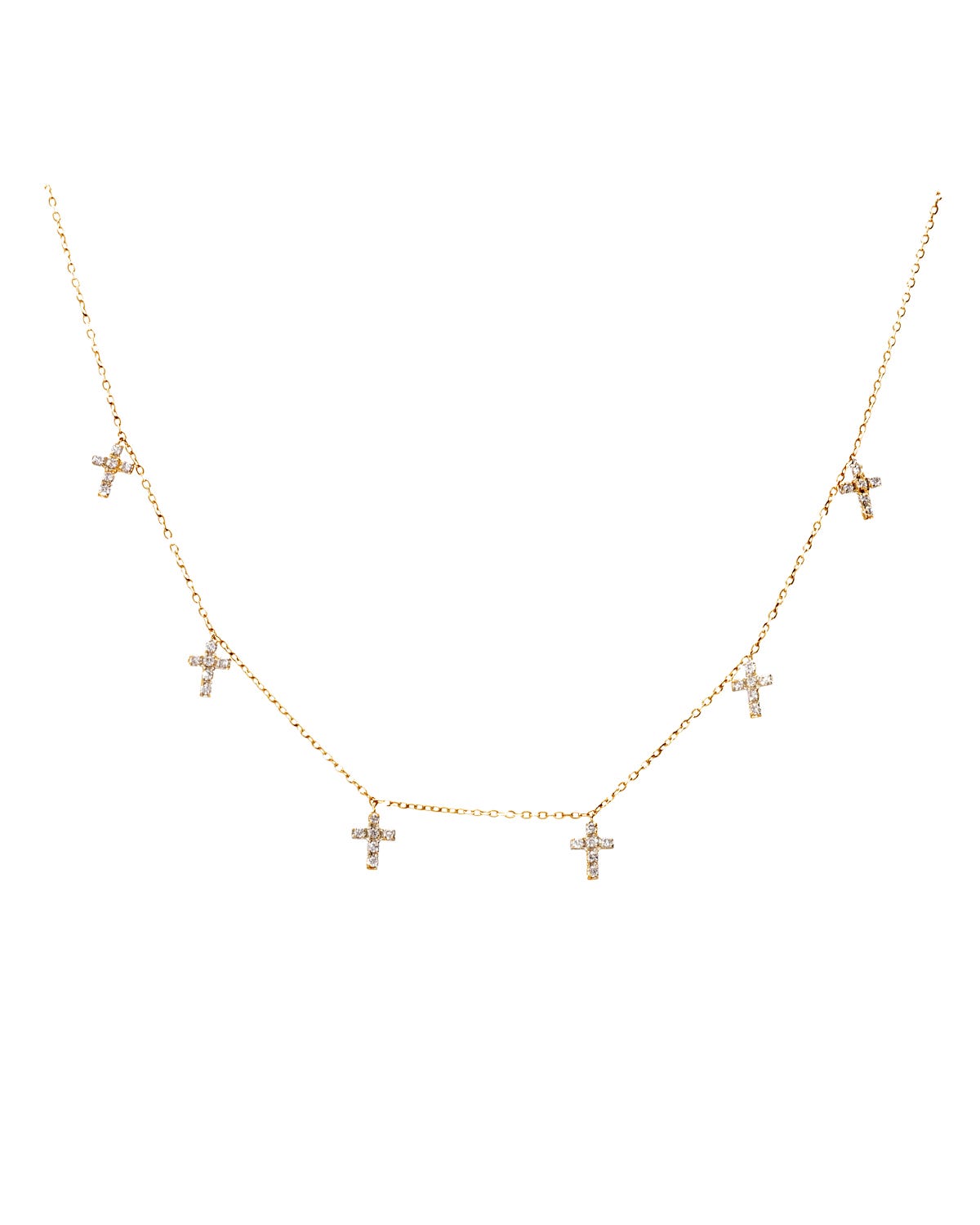 SURAJ-24-G GARGANTILLA DE CRUCES DE ORO AMARILLO 14K 45CM CON 24PTS DE DIAMANTE (SI3) (I1)
