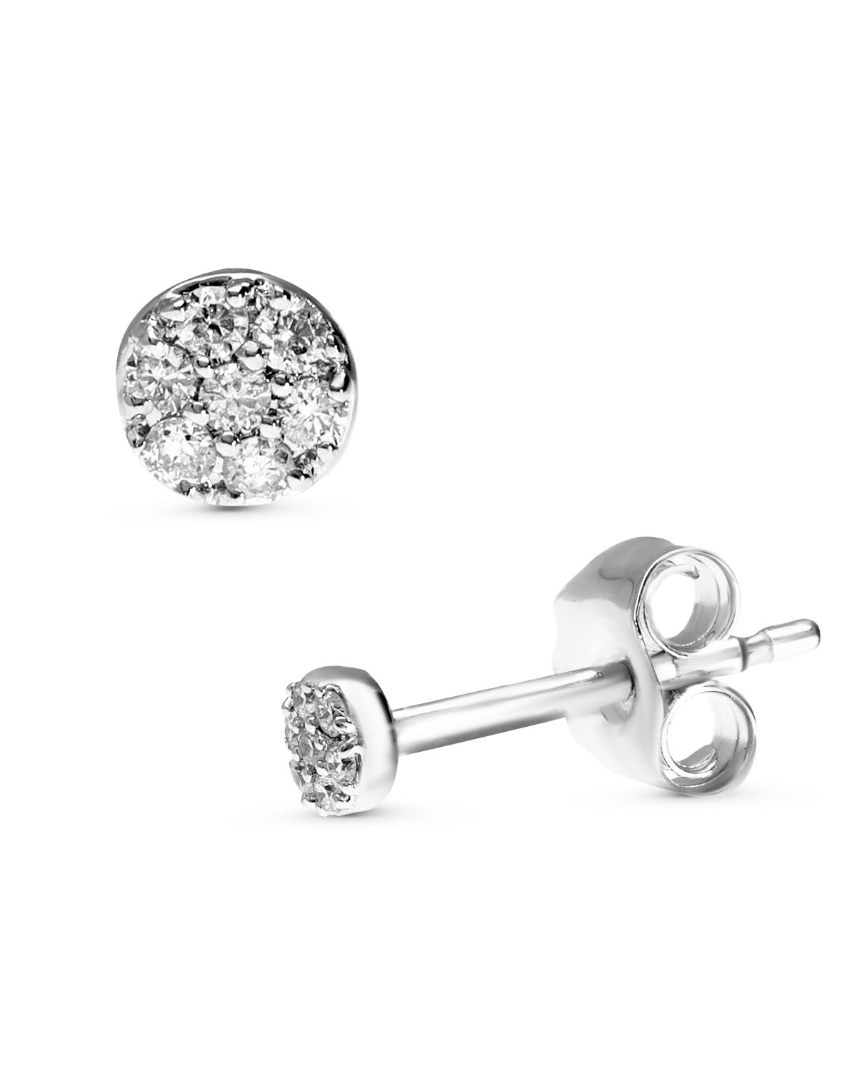 Broqueles de oro blanco 14K con 5 puntos de diamante