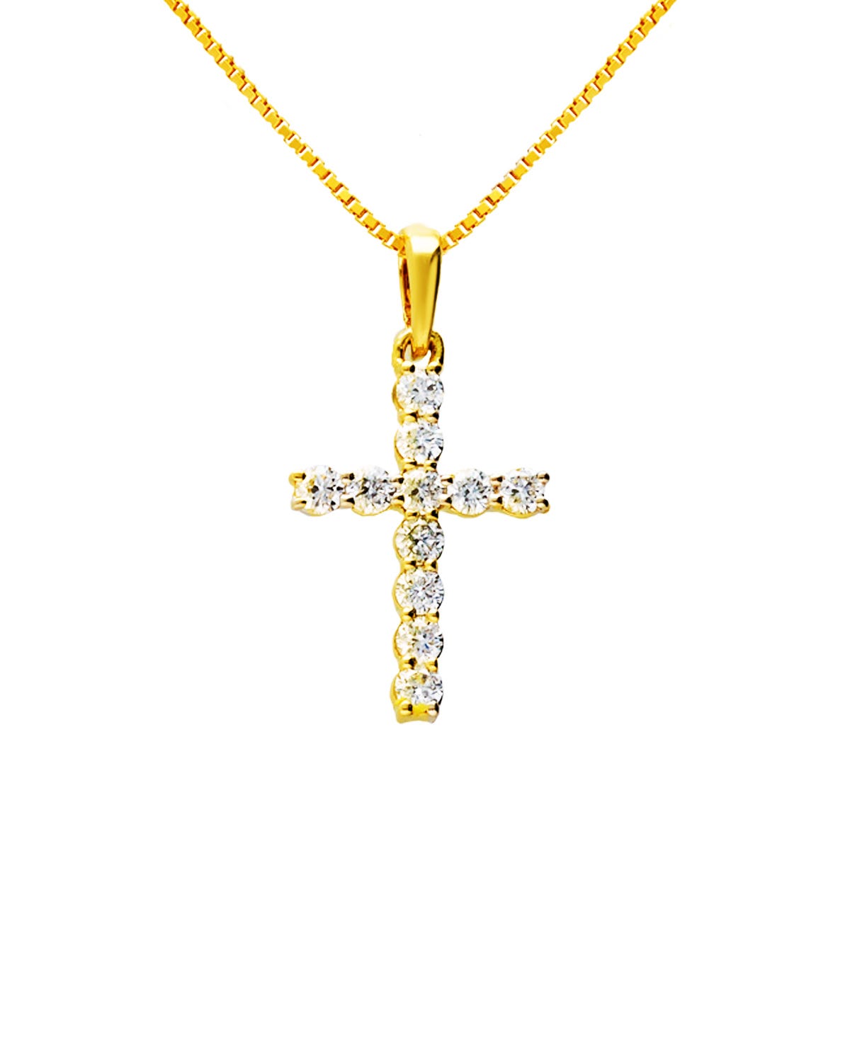 Dije de cruz con 23 puntos de diamante hecho de oro amarillo 14K 
