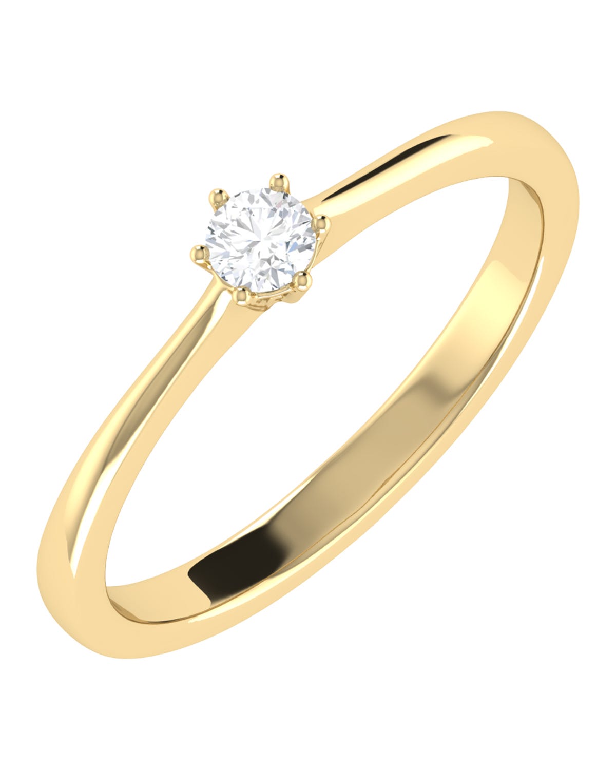 Solitario de compromiso en oro amarillo 14k con diamante brillante