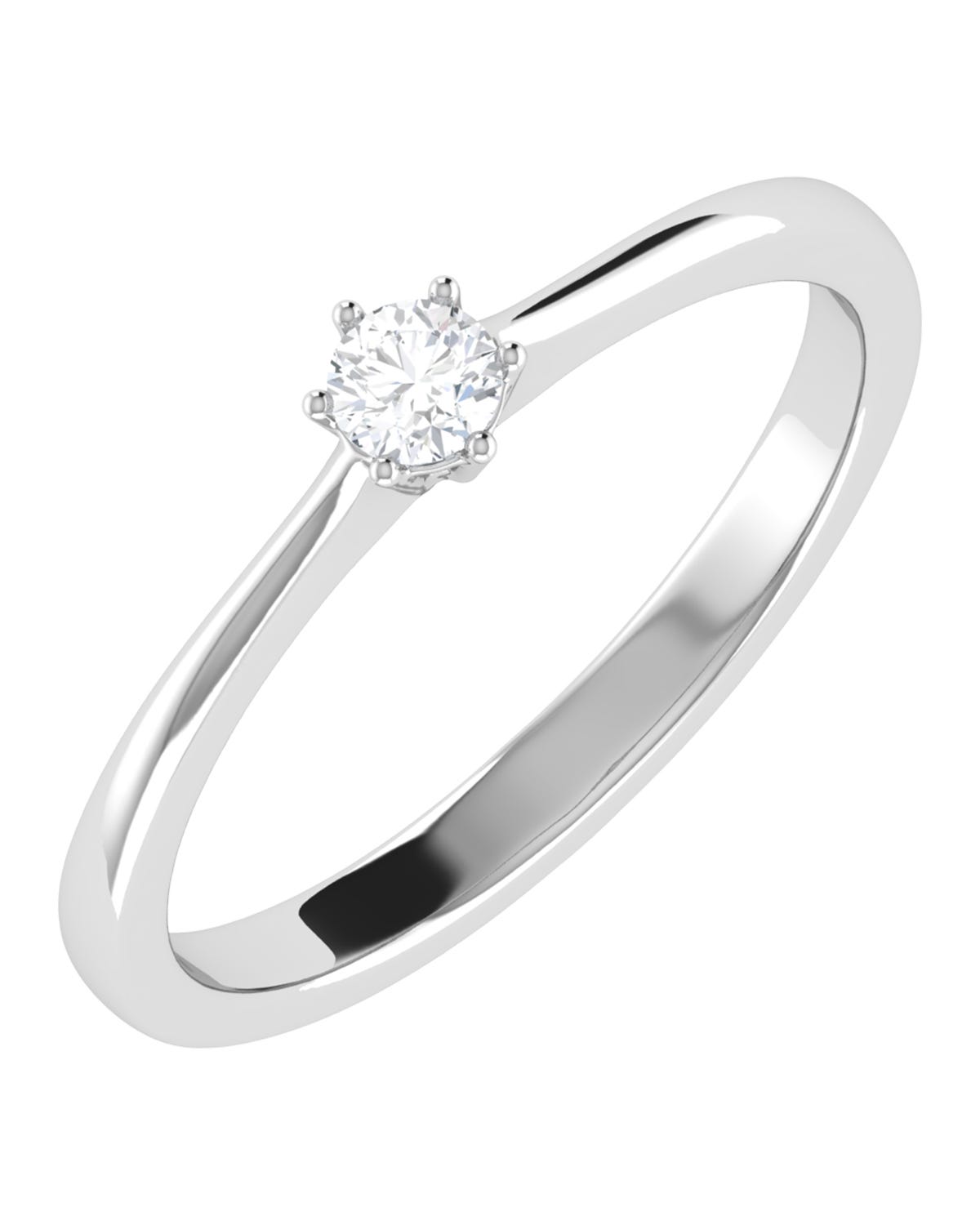 Solitario de compromiso en oro blanco 14k con 15 puntos de diamante