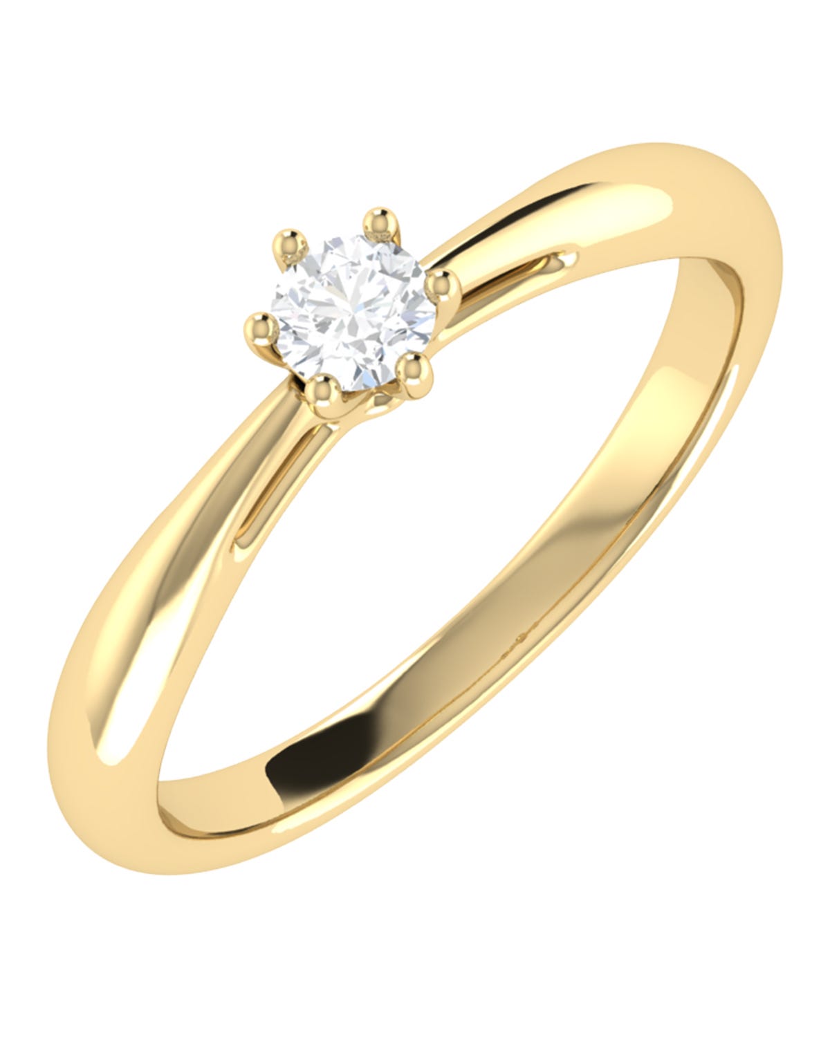 Solitario de compromiso en oro amarillo 14k con 15 puntos de diamante