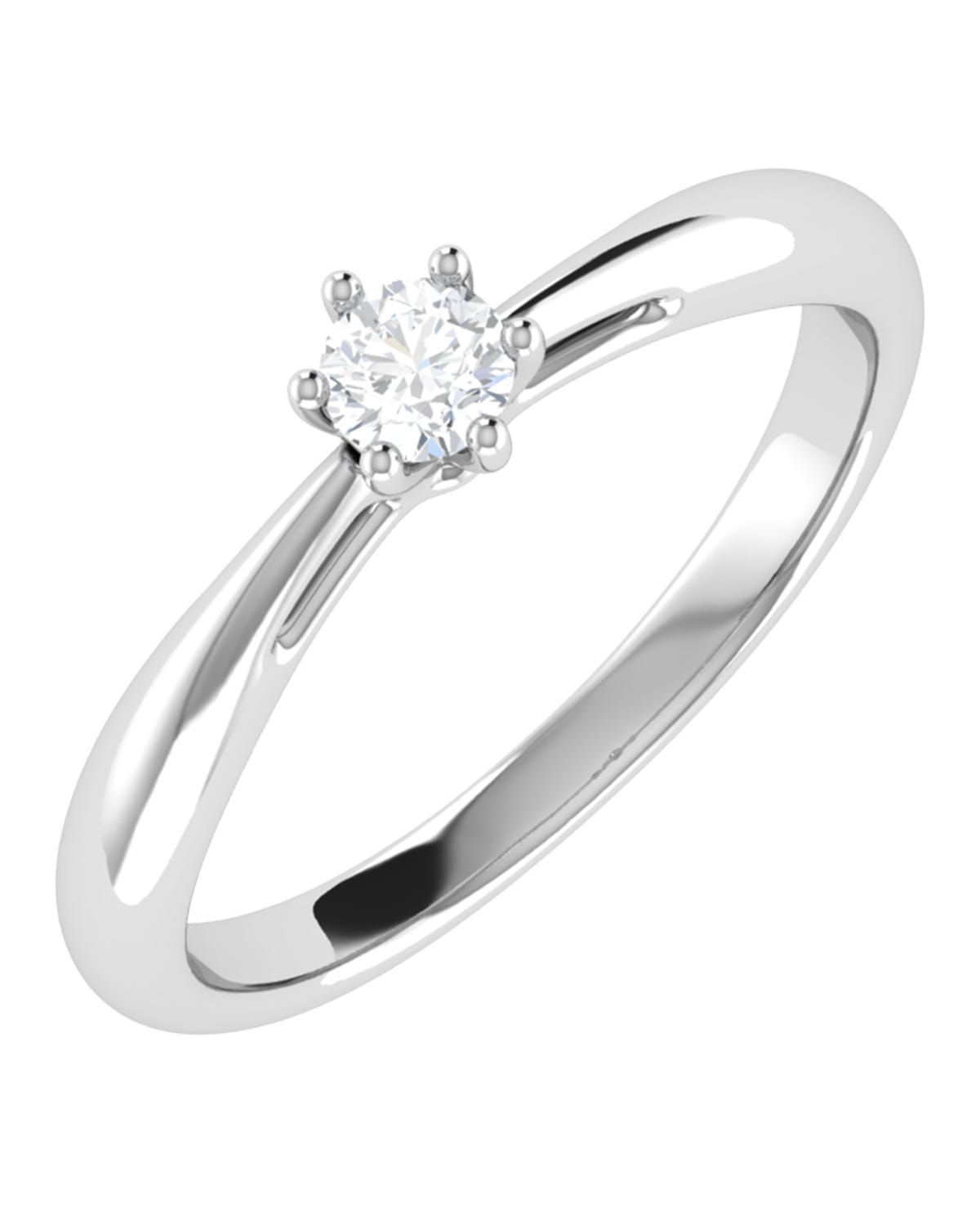 Solitario de compromiso en oro blanco 14k con 15 puntos de diamante