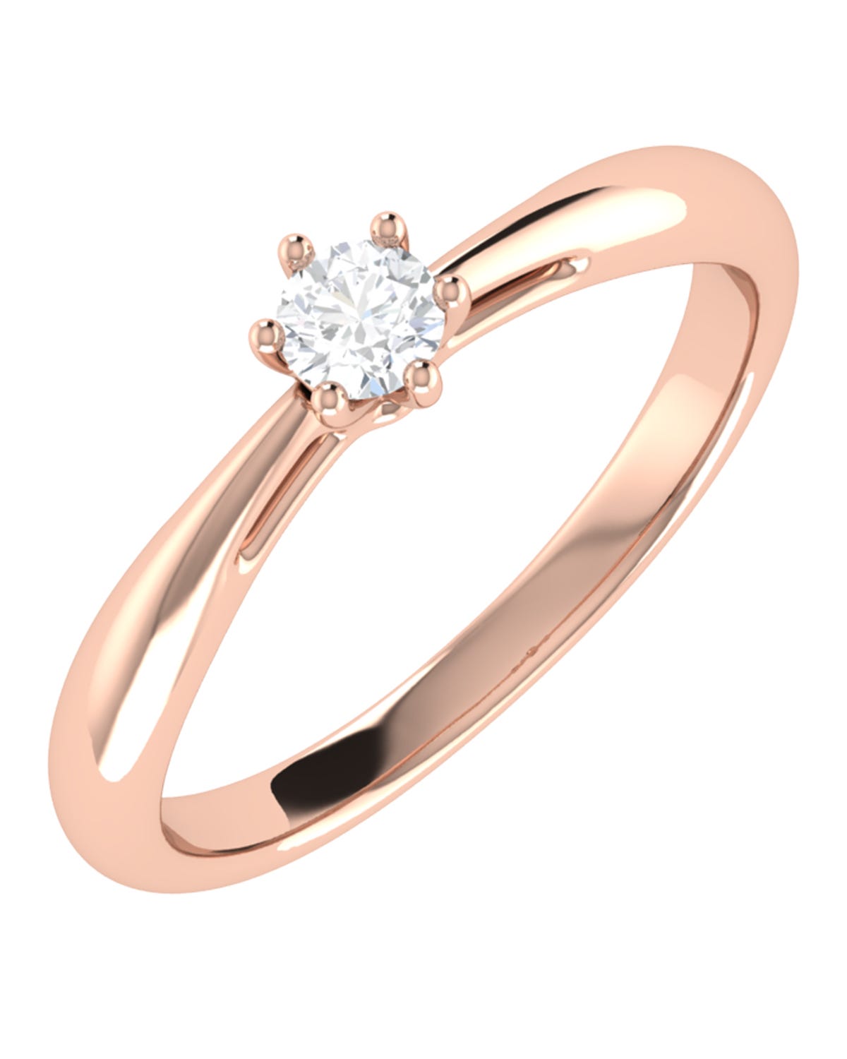 Solitario de compromiso en oro rosa 14k con 15 puntos de diamante