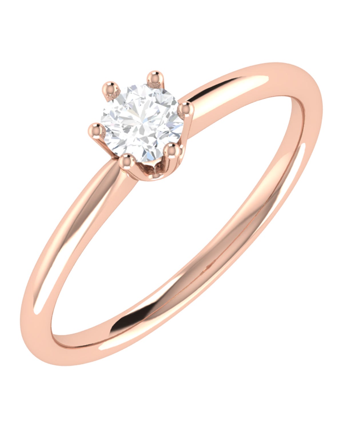 Solitario de compromiso en oro rosa 14k con diamante brillante